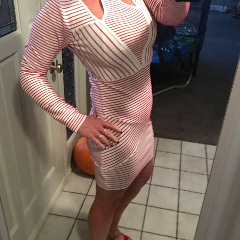 White and red dress by Bebe.